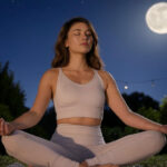 rituel pleine lune femme qui médite au clair de lune